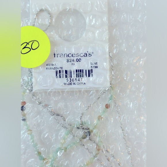 NWT Francesca’s Collection Elle Amazonite Layered Hamsa 🪬 Pendant Necklace - Picture 4 of 6